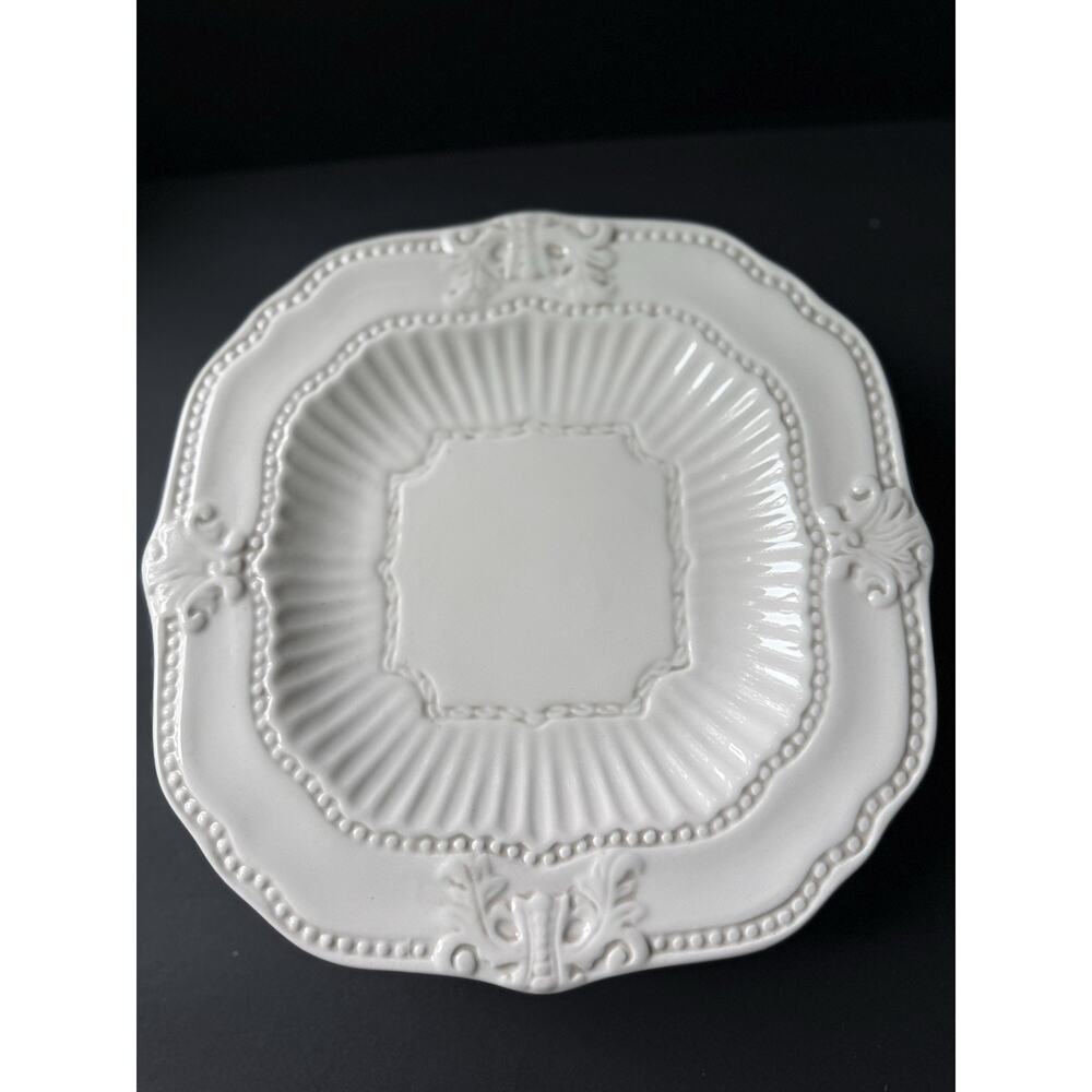 American Atelier At Home Baroque 5286 Ironstone Embossed Dinner Plate 10” (4) - Picture 2 of 5
